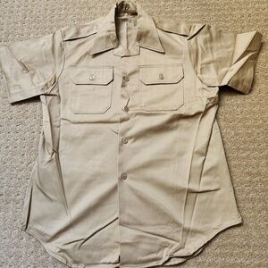 New Vietnam USMC Khaki Shirt Medium Quarter Short Sleeve Poly/Cttn Uniform